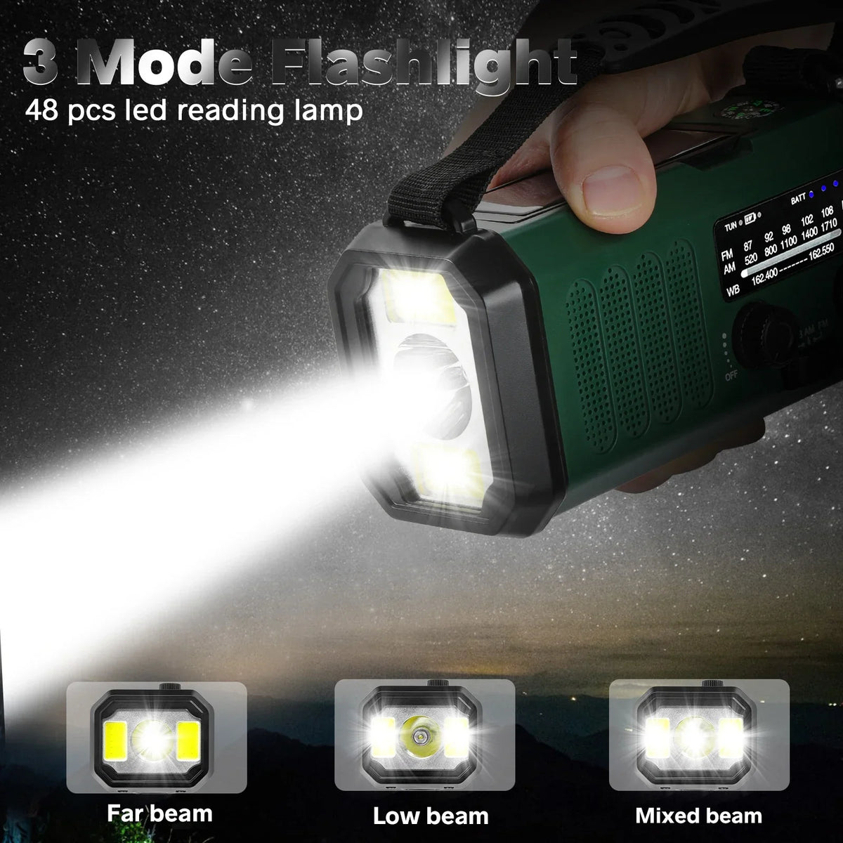 Emergency Radio 10,000mAh Power Bank Solar & Hand Crank