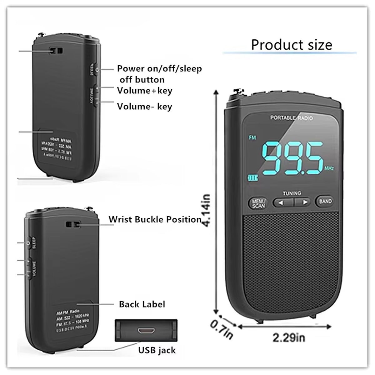 Emergency Radio AM/FM & Weather Alerts 10+ Hour Battery