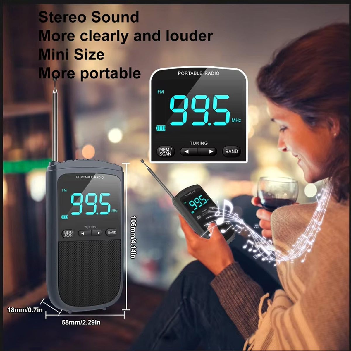 Emergency Radio AM/FM & Weather Alerts 10+ Hour Battery