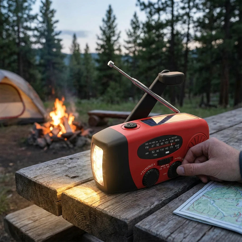 Emergency Radio Hand Crank & Solar 2000mAh Power Bank