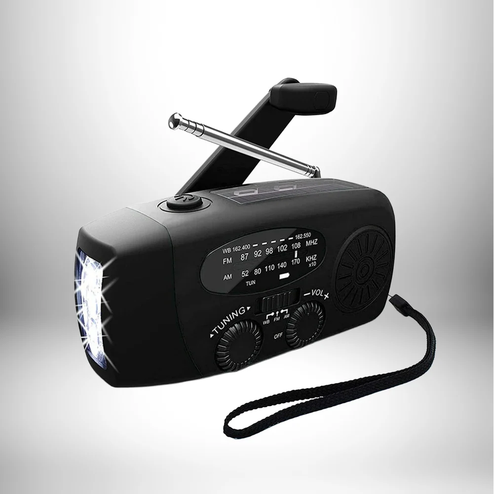 Emergency Radio Hand Crank & Solar 2000mAh Power Bank