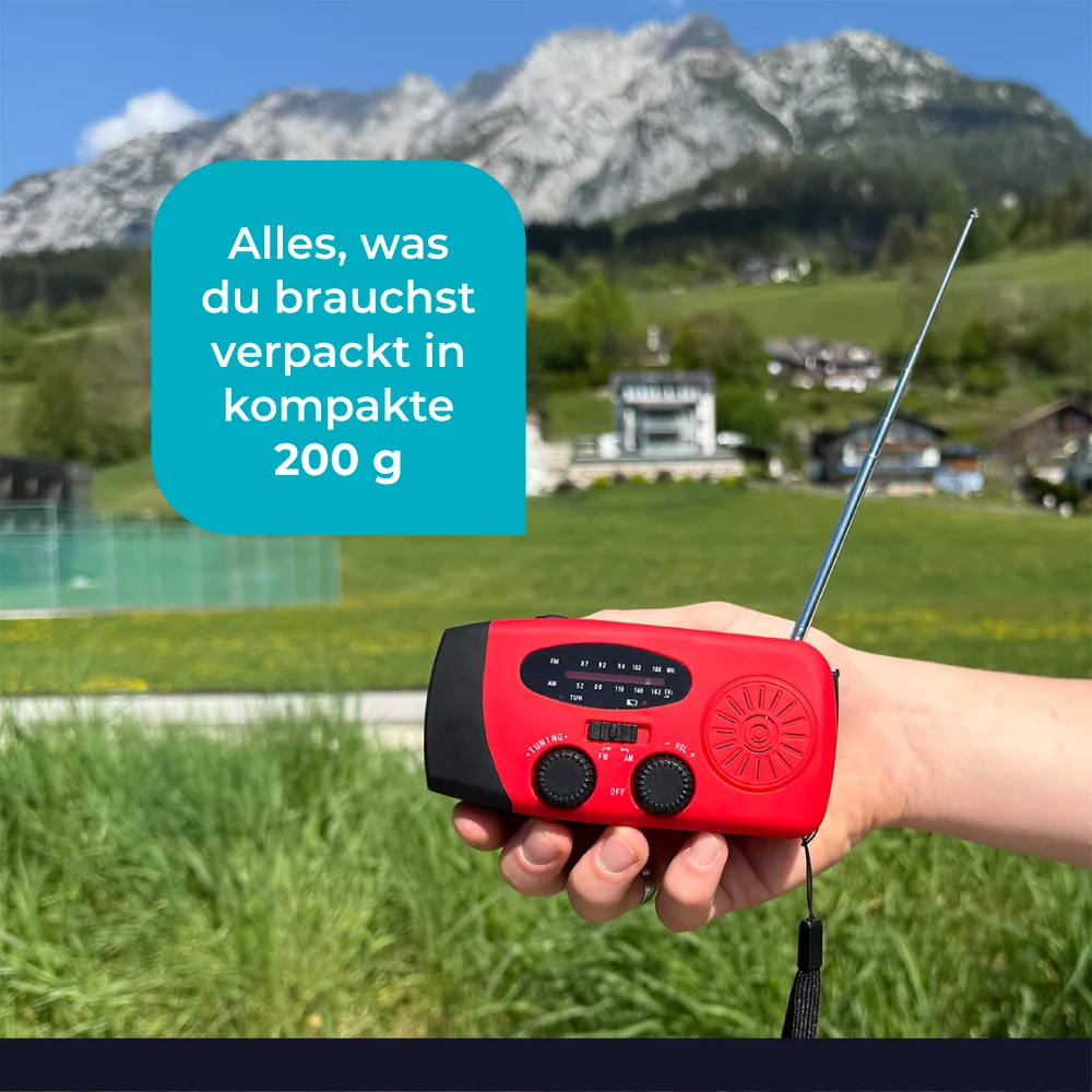 Emergency Radio Hand Crank & Solar 2000mAh Power Bank