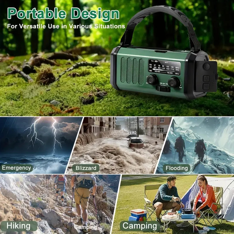 Emergency Radio Solar & Hand-Crank 10,000mAh