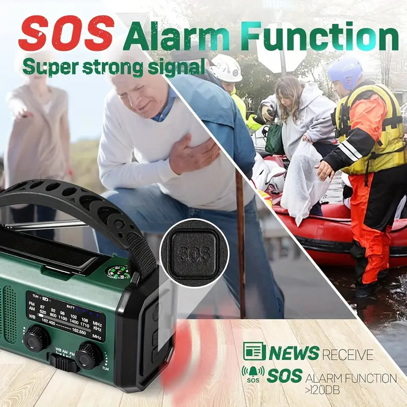 Emergency Radio Solar & Hand-Crank 10,000mAh