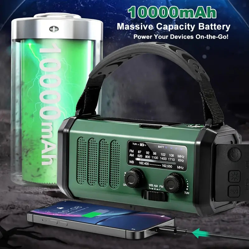 Emergency Radio Solar & Hand-Crank 10,000mAh
