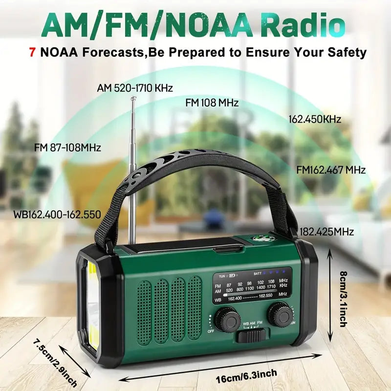 Emergency Radio Solar & Hand-Crank 10,000mAh