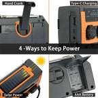 Emergency Radio Solar & Hand Crank 5000mAh Power Bank