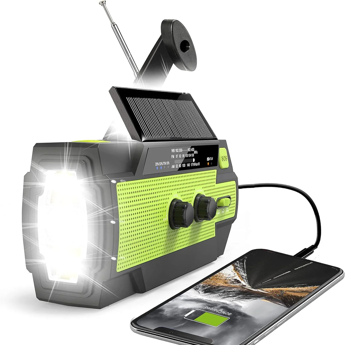 Emergency Weather Radio NOAA Alerts Solar & Hand-Crank