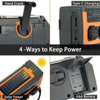 Emergency Weather Radio Solar & Hand Crank Powered