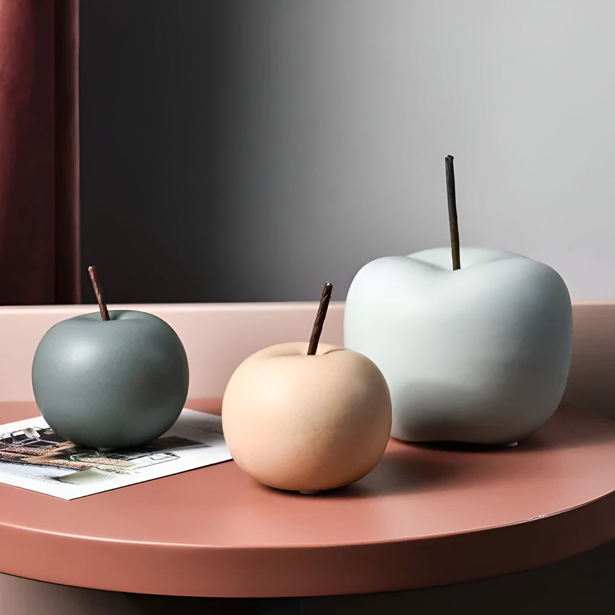 Enamel-Coated Ceramic Apple Sculpture