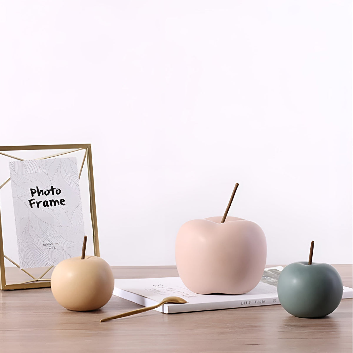 Enamel-Coated Ceramic Apple Sculpture