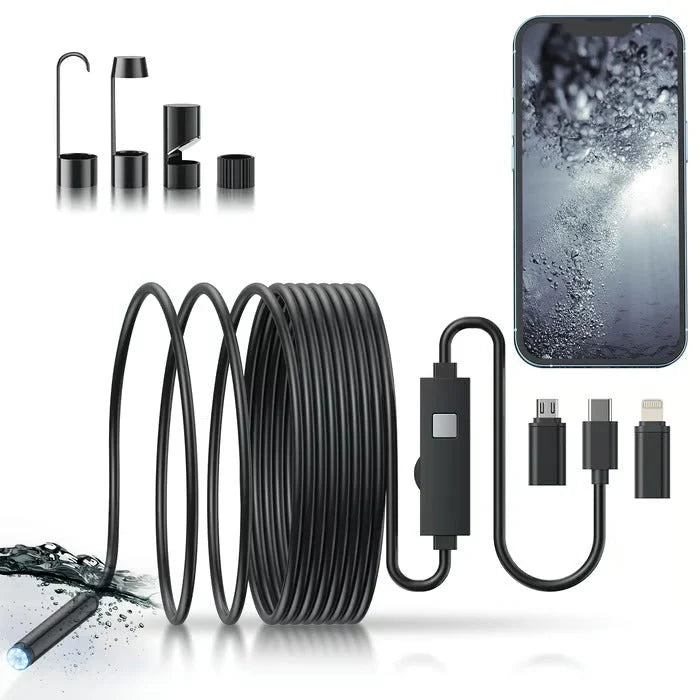 Endoscope Camera 1080P HD 5m Flexible Waterproof Adjustable LED