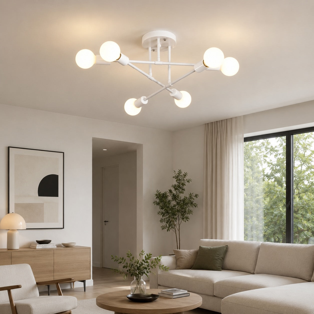 Energy-Efficient LED Sputnik Ceiling Light (Semi-Flush)