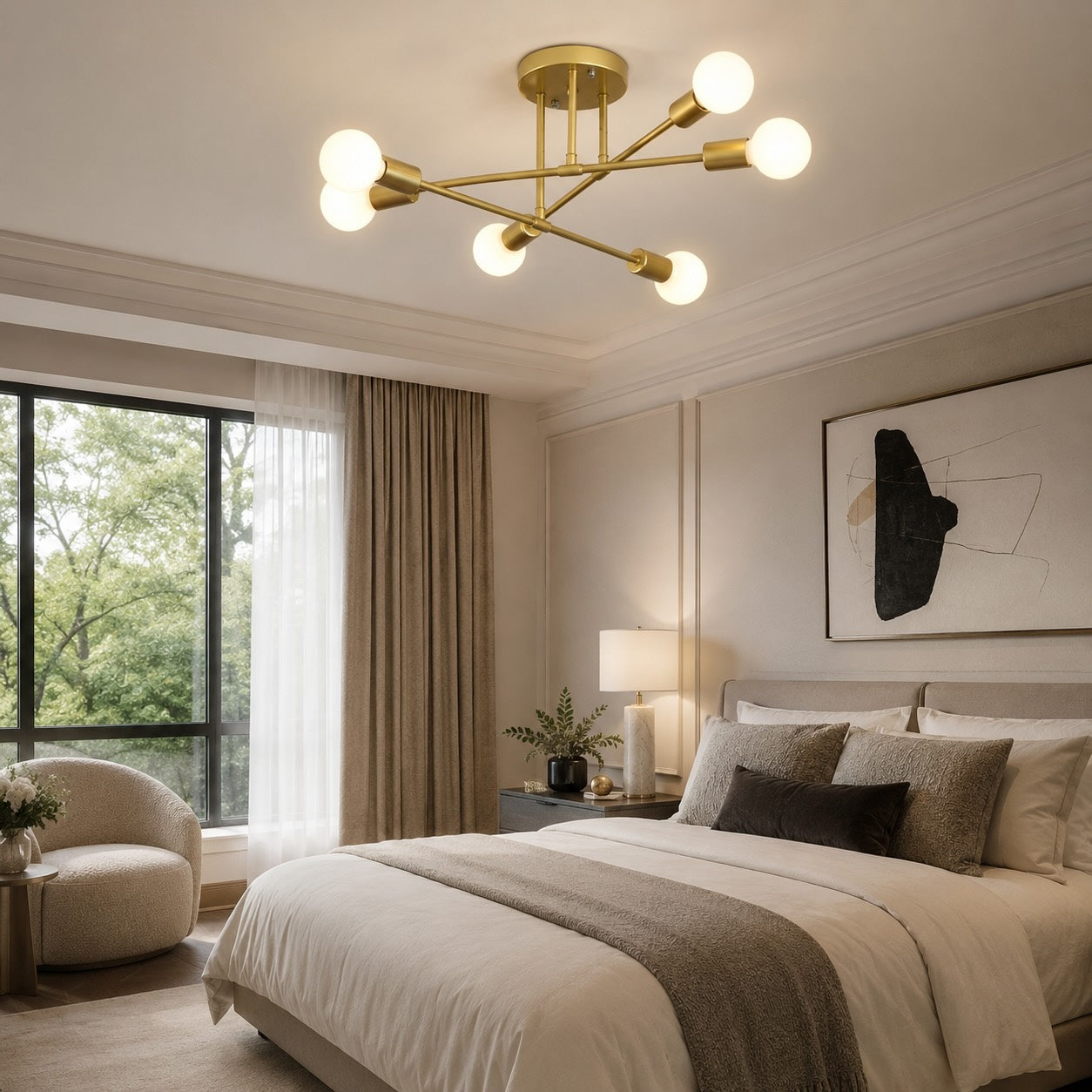 Energy-Efficient LED Sputnik Ceiling Light (Semi-Flush)