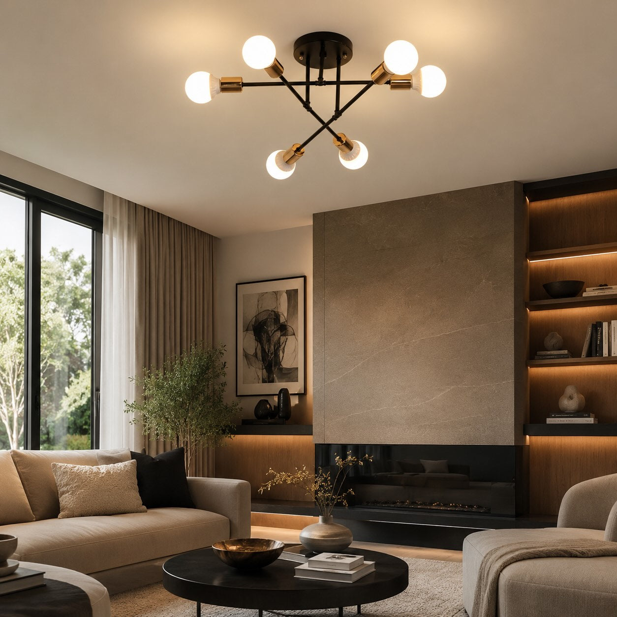 Energy-Efficient LED Sputnik Ceiling Light (Semi-Flush)