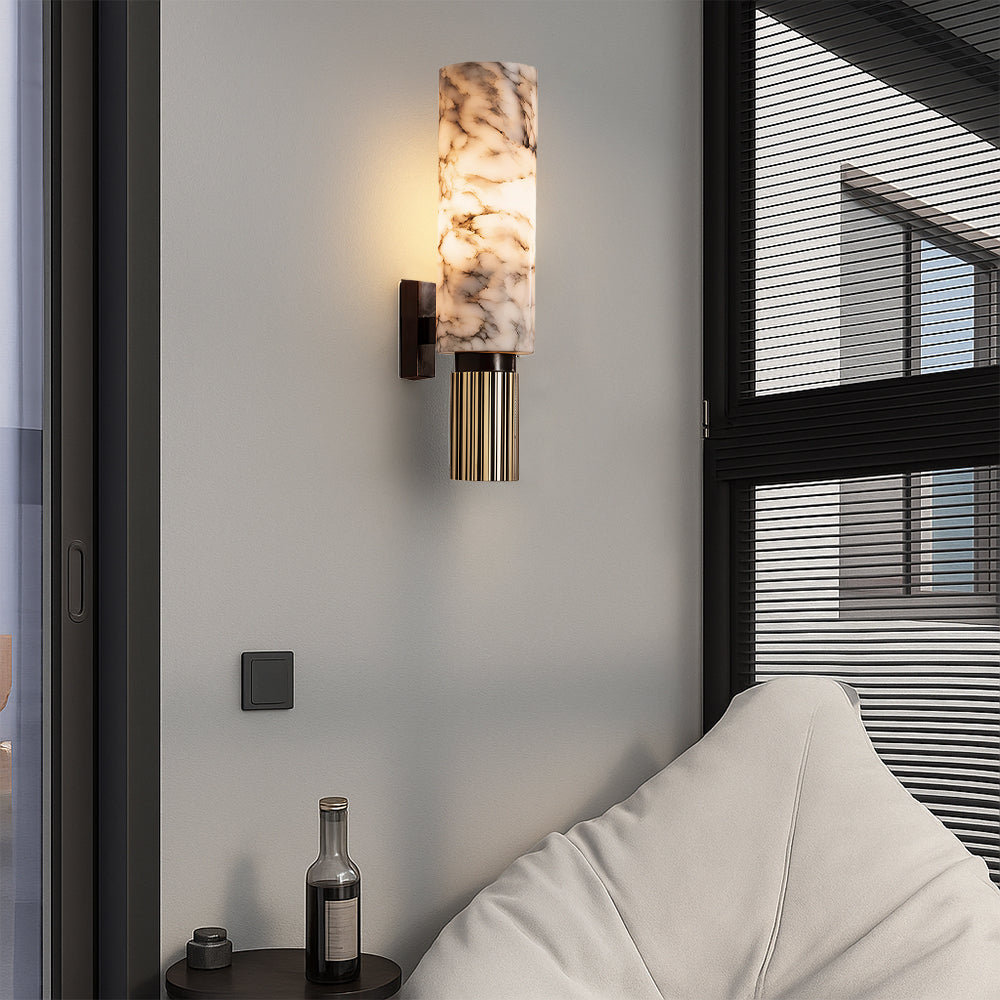 Energy-Efficient LED Stone & Copper Wall Sconce