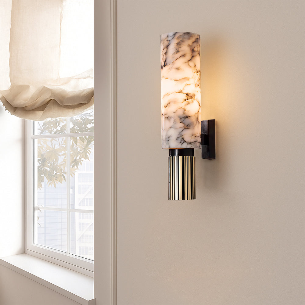 Energy-Efficient LED Stone & Copper Wall Sconce