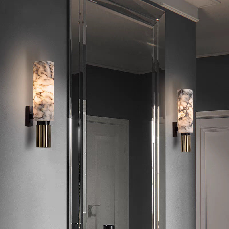 Energy-Efficient LED Stone & Copper Wall Sconce