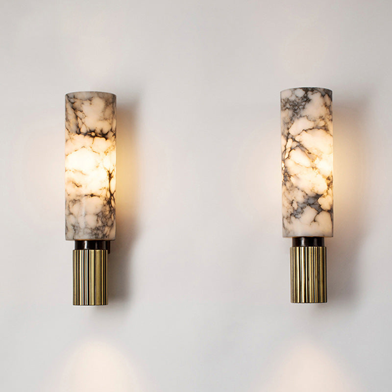Energy-Efficient LED Stone & Copper Wall Sconce