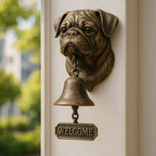 Entrance Bell Dog Motif Antique Bronze Crystal Clear Tone
