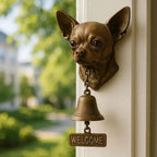Entrance Bell Dog Motif Antique Bronze Crystal Clear Tone