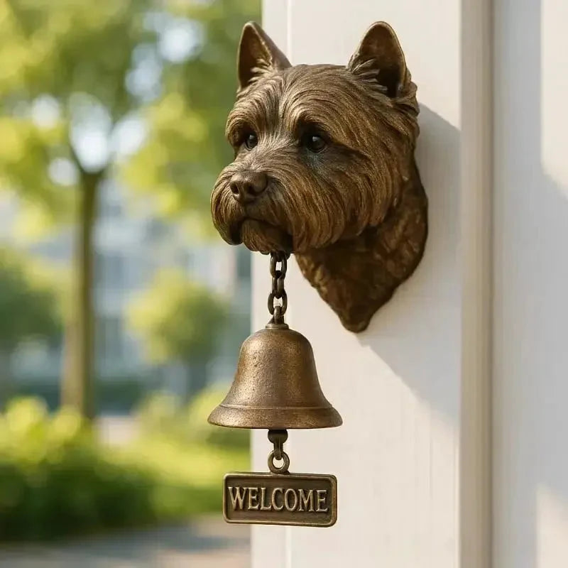 Entrance Bell Dog Motif Antique Bronze Crystal Clear Tone
