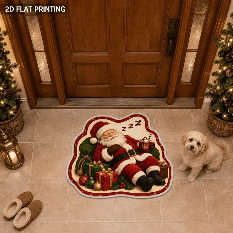 Entrance Mat Santa Shaped Non-Slip Backing & Easy To Clean