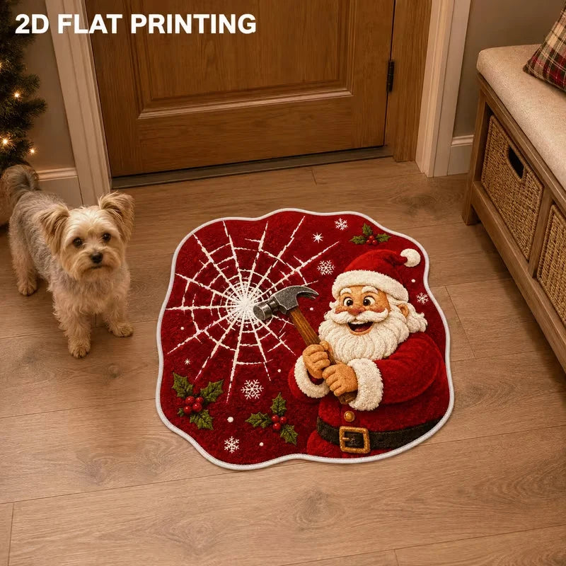 Entrance Mat Santa Shaped Non-Slip Backing & Easy To Clean