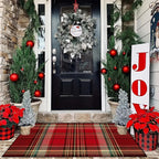 Entry Mat Festive Plaid Non-Slip Backing