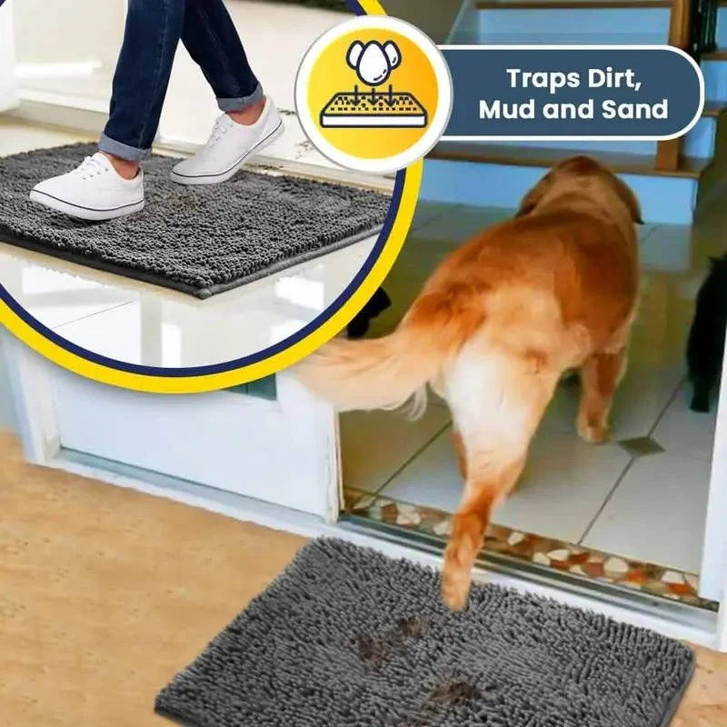 Entryway Door Mat Chenille Microfiber Non-Slip Machine Washable