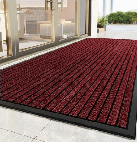 Entryway Floor Mat Striped Dirt-Trapping Non-Slip Rubber Backing