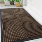 Entryway Floor Mat Striped Dirt-Trapping Non-Slip Rubber Backing