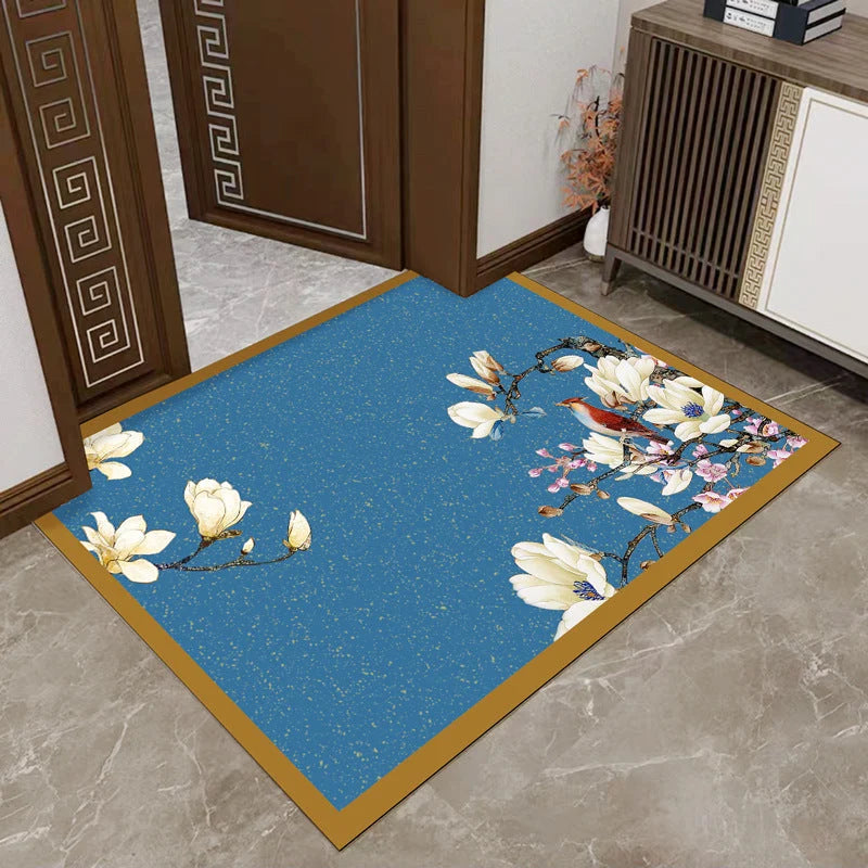 Entryway Mat Floral Artwork Dirt-Trapping 31.5 x 47.2 Inch