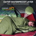 Envelope Sleeping Bag Hollow Cotton Polyester-Lined To 14°F