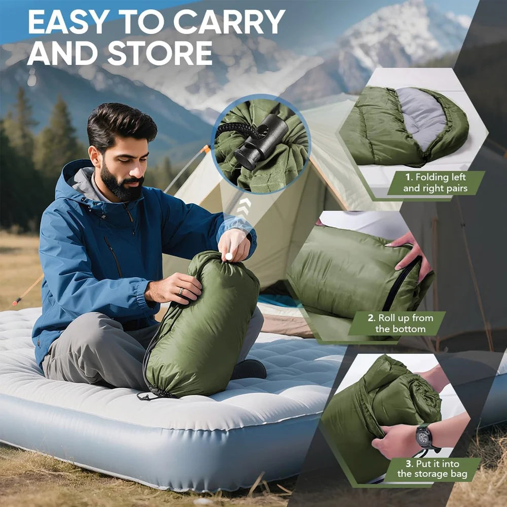 Envelope Sleeping Bag Hollow Cotton Polyester-Lined To 14°F