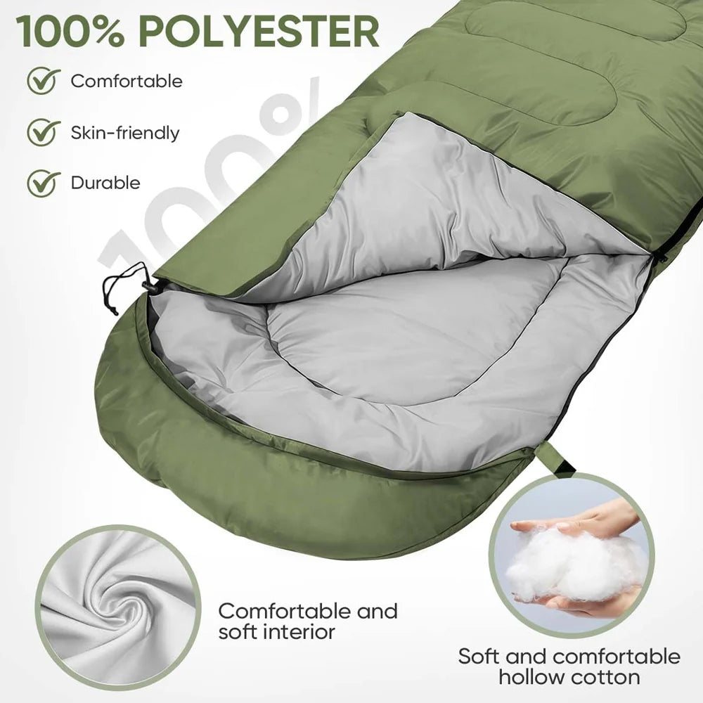 Envelope Sleeping Bag Hollow Cotton Polyester-Lined To 14°F