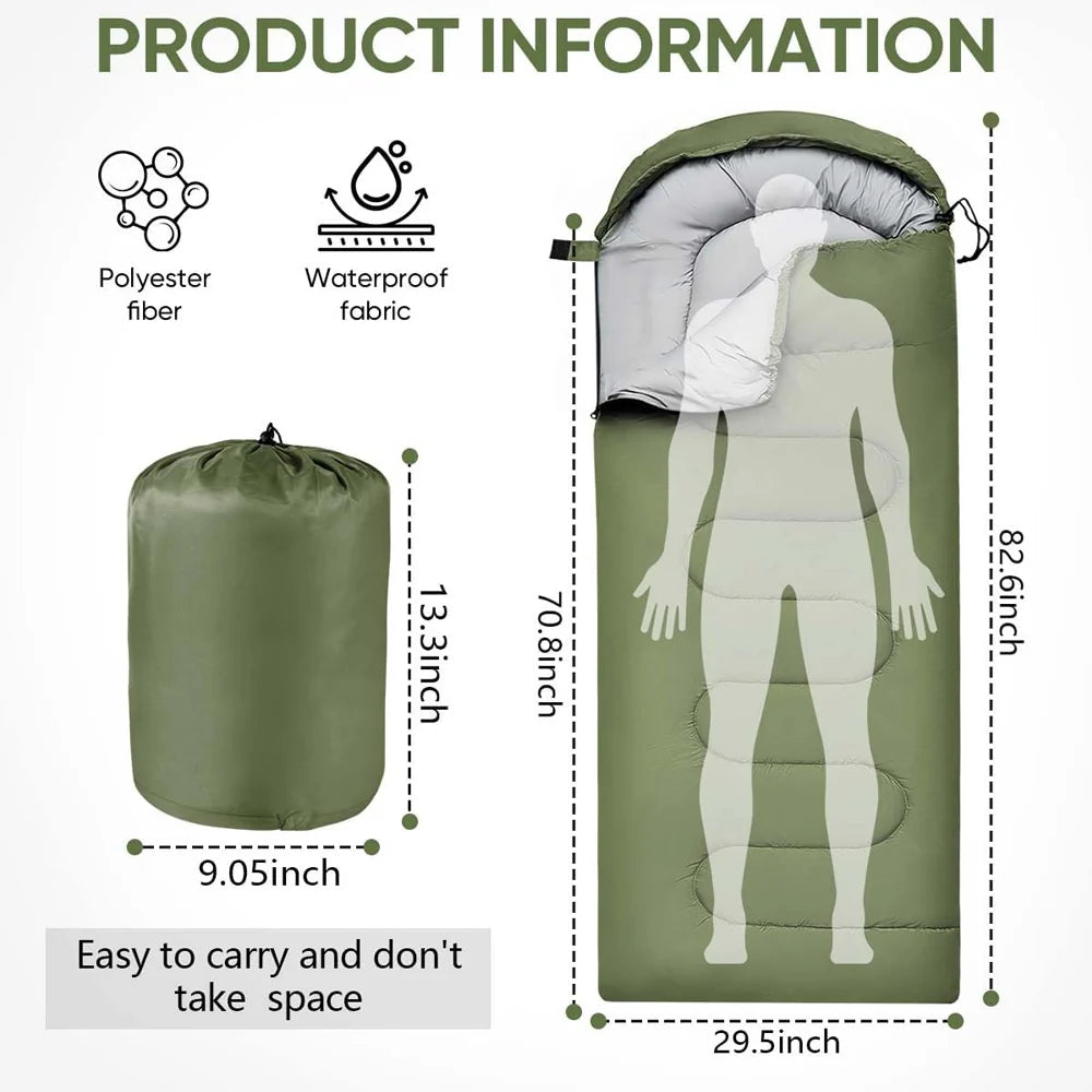 Envelope Sleeping Bag Hollow Cotton Polyester-Lined To 14°F