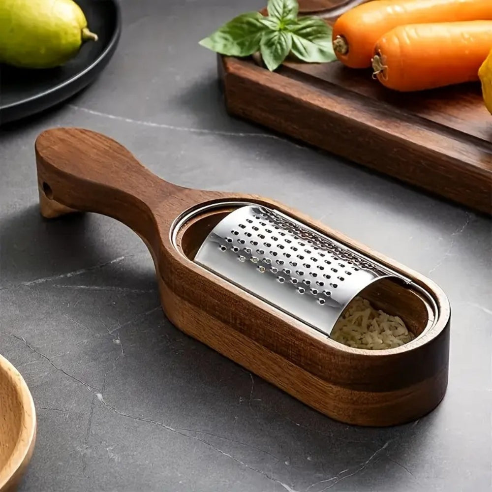 Ergonomic Acacia Wood Handle & Sharp Stainless Steel Cheese Grater