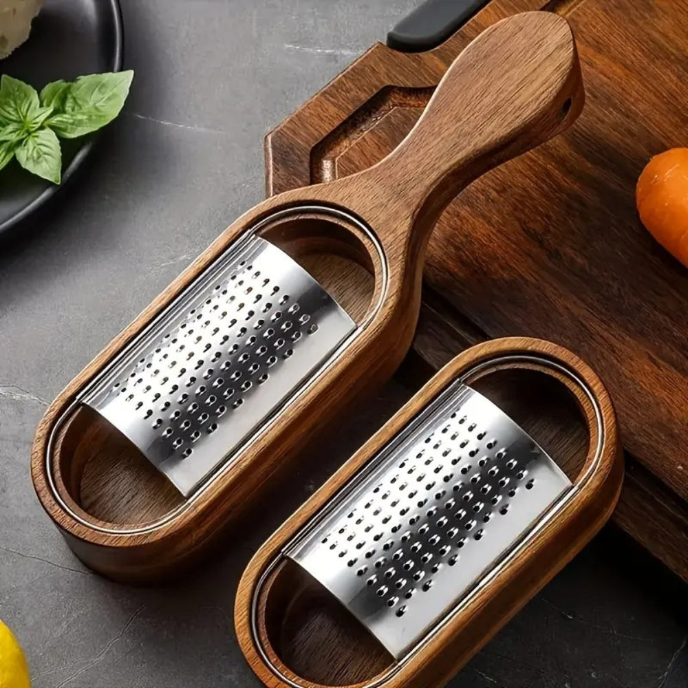 Ergonomic Acacia Wood Handle & Sharp Stainless Steel Cheese Grater