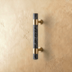 Ergonomic Brass & Marble Cabinet Handle (3.8 in Center-to-Center)