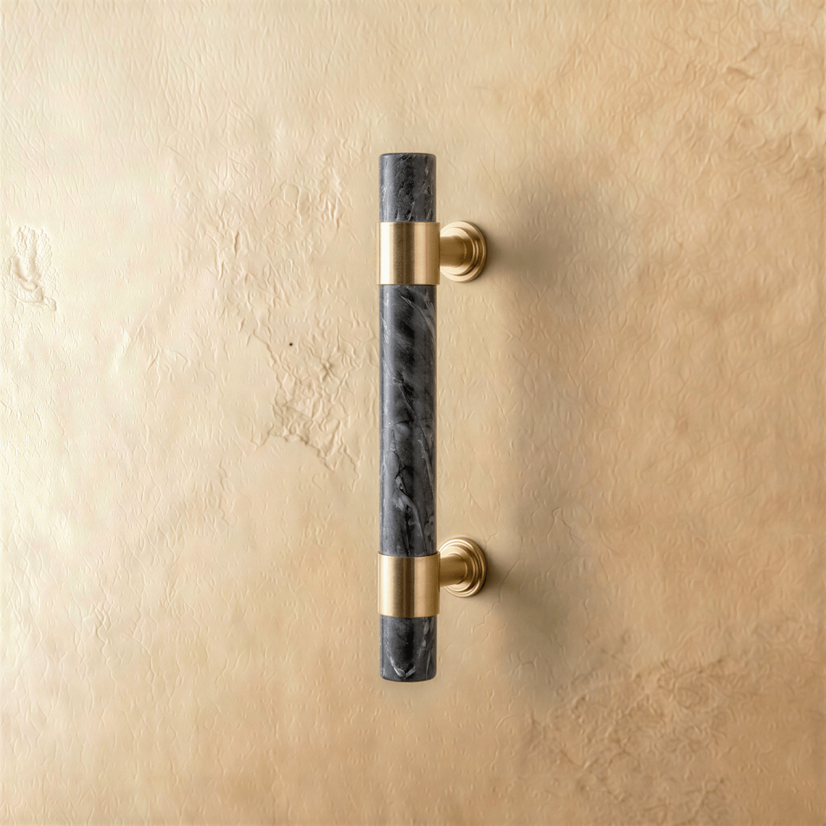 Ergonomic Brass & Marble Cabinet Handle (3.8 in Center-to-Center)