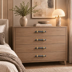 Ergonomic Brass & Marble Cabinet Handle (3.8 in Center-to-Center)