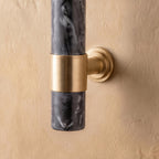 Ergonomic Brass & Marble Cabinet Handle (3.8 in Center-to-Center)