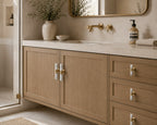 Ergonomic Brass & Marble Cabinet Handle (3.8 in Center-to-Center)