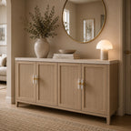 Ergonomic Brass & Marble Cabinet Handle (3.8 in Center-to-Center)