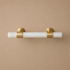 Ergonomic Brass & Marble Cabinet Handle (3.8 in Center-to-Center)