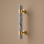 Ergonomic Brass & Marble Cabinet Handle (3.8 in Center-to-Center)