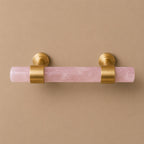 Ergonomic Brass & Marble Cabinet Handle (3.8 in Center-to-Center)
