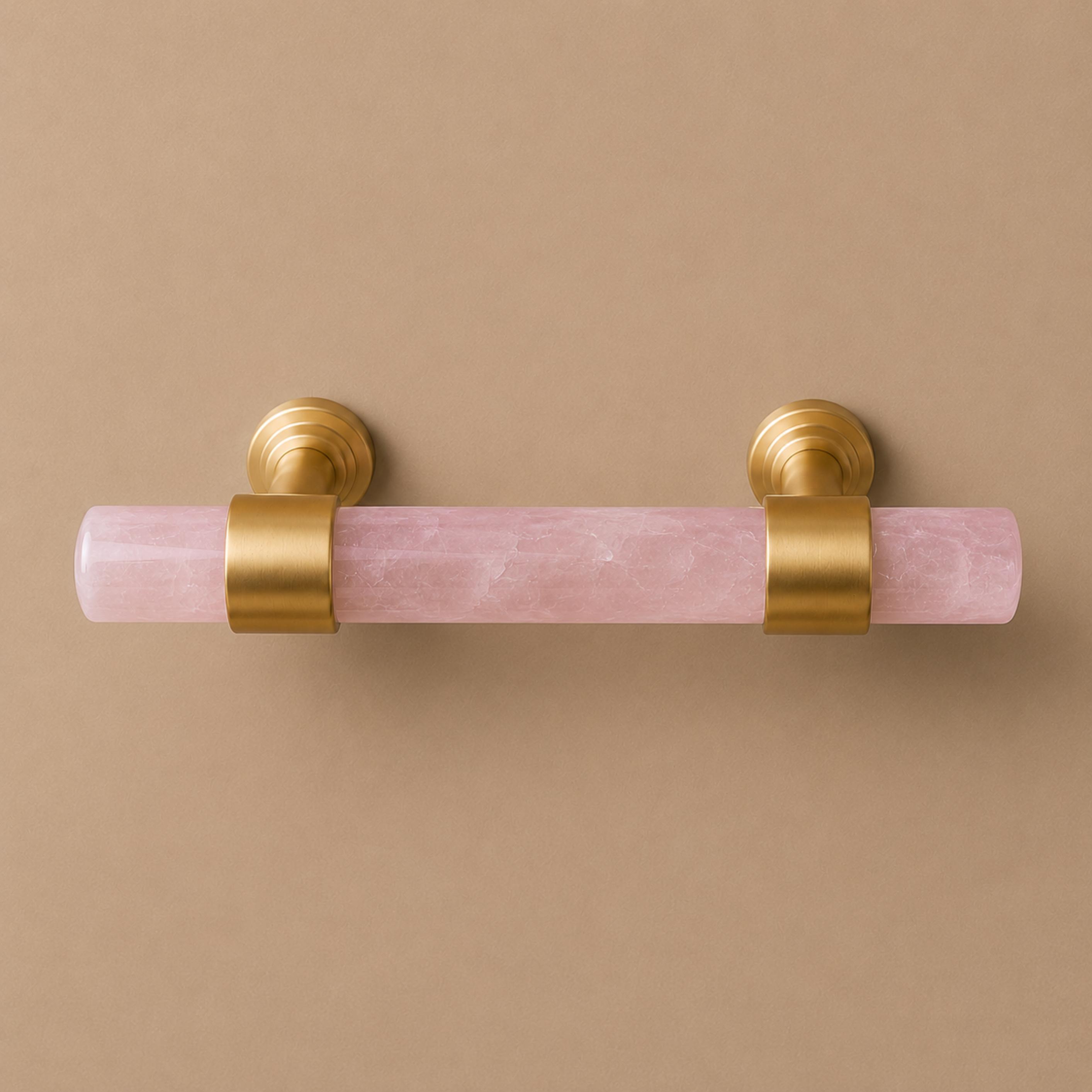Ergonomic Brass & Marble Cabinet Handle (3.8 in Center-to-Center)