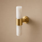 Ergonomic Brass & Marble Cabinet Handle (3.8 in Center-to-Center)